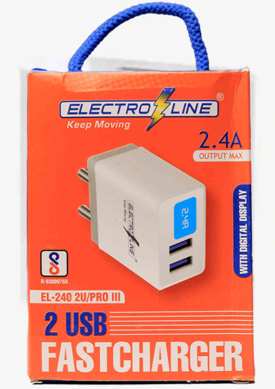 Electroline EL-240 2U/PROIII 2.4 Amp Dual USB Fast Charger with Digital